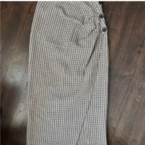 NWT cotton ZARA Plaid wrap up tweed side buttons skirt - Picture 6 of 9